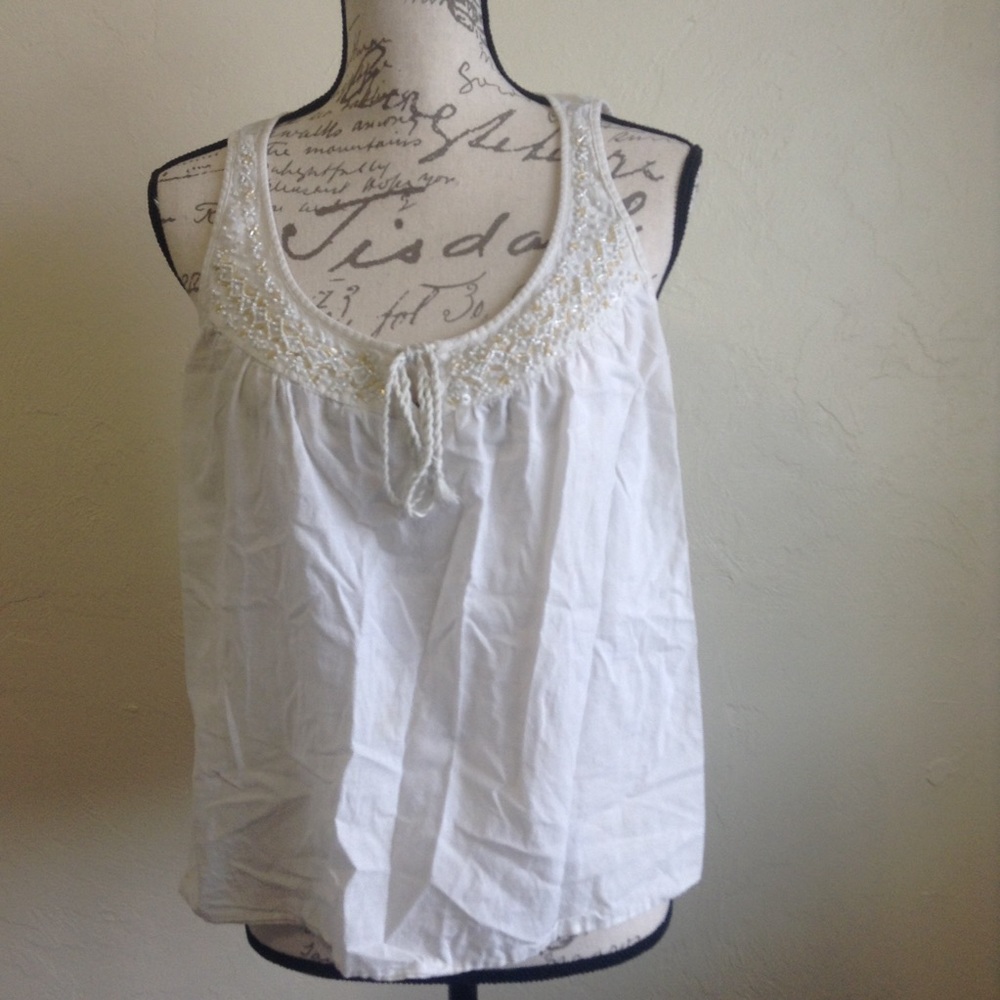 United Colors of Benetton White Beaded Tank
